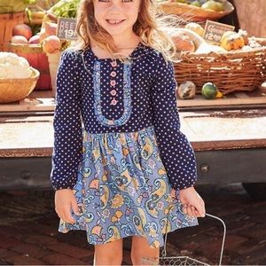 Matilda Jane Sz 4 To Market Moments With You Blue Polka Dot Long Sleeve Dress A8
